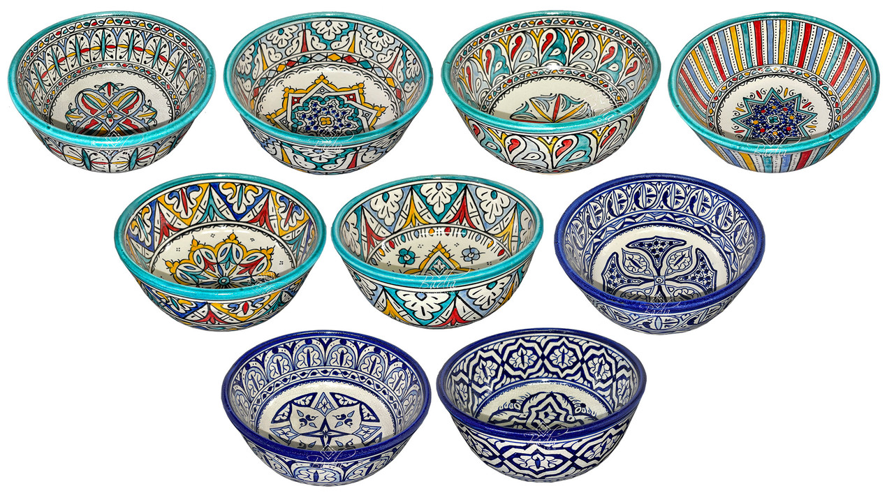 8 1/2 Inch Wide Multi-Color Hand Painted Ceramic Bowls - CER-B025