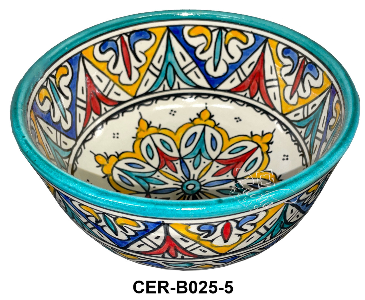 8 1/2 Inch Wide Multi-Color Hand Painted Ceramic Bowls - CER-B025