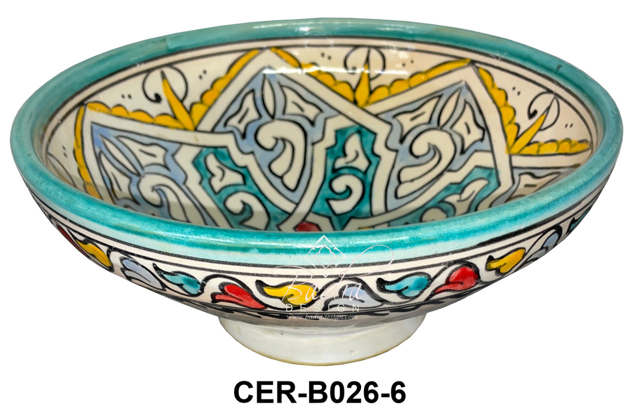 8 1/2 Inch Wide Multi-Color Hand Painted Ceramic Bowls - CER-B026