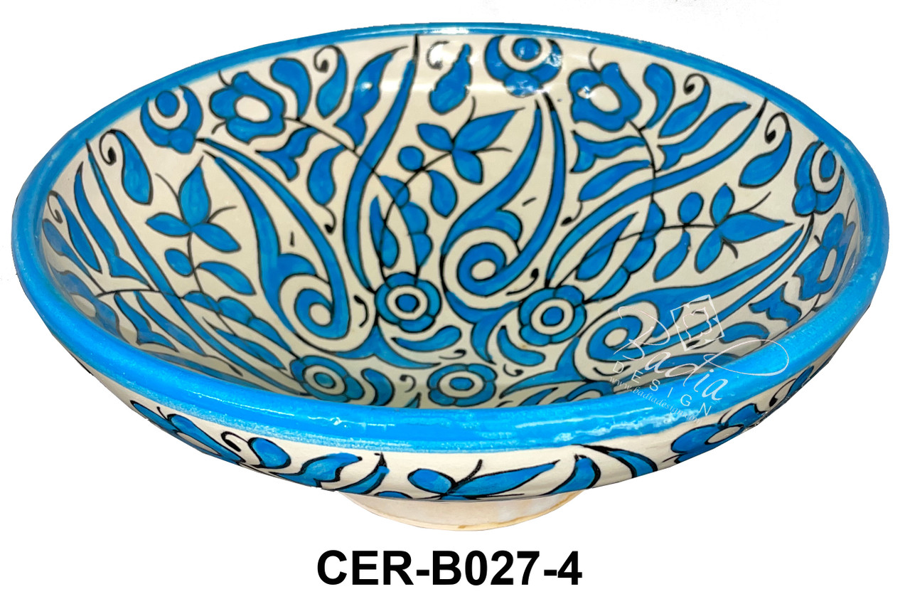 10 Inch Wide Multi-Color Hand Painted Ceramic Bowls - CER-B027