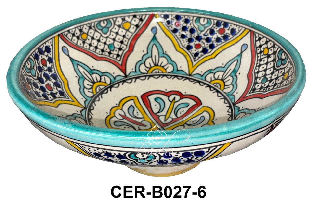 10 Inch Wide Multi-Color Hand Painted Ceramic Bowls - CER-B027