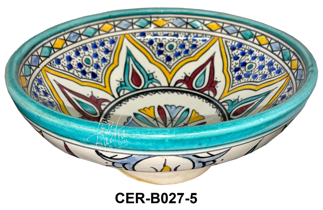 10 Inch Wide Multi-Color Hand Painted Ceramic Bowls - CER-B027