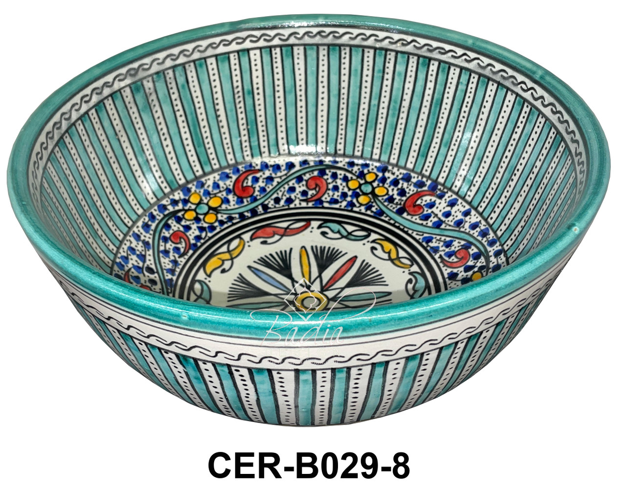 11 1/2 Inch Wide Multi-Color Hand Painted Ceramic Bowls - CER-B029