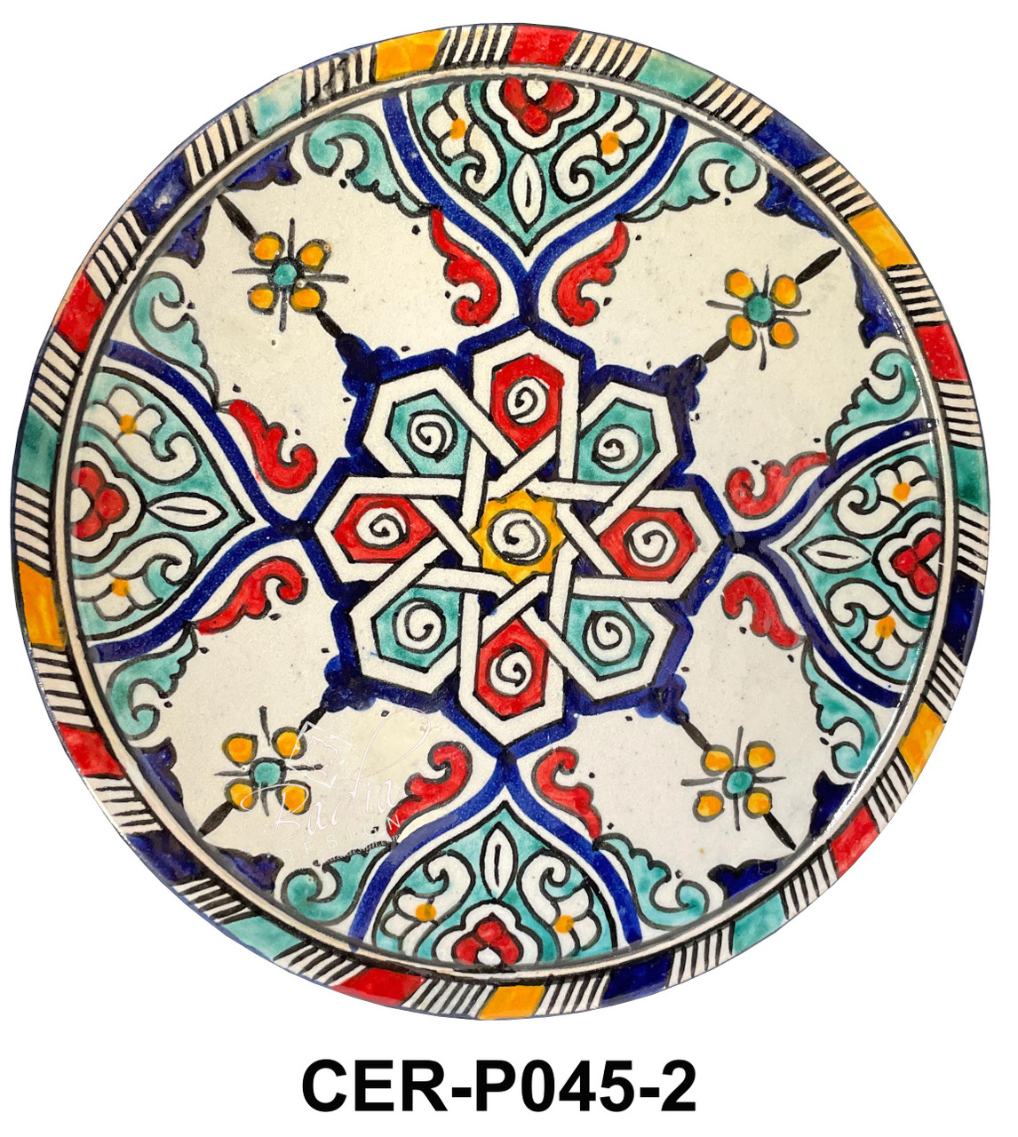 9 Inch Wide Hand Painted Multi-Color Ceramic Plates - CER-P045