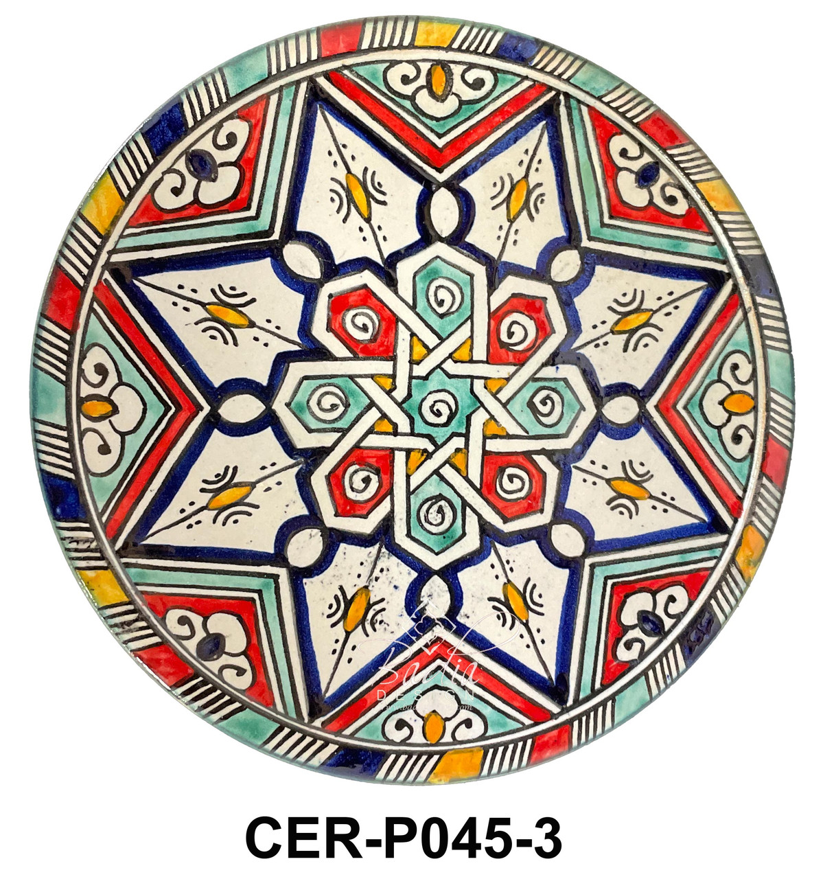 9 Inch Wide Hand Painted Multi-Color Ceramic Plates - CER-P045