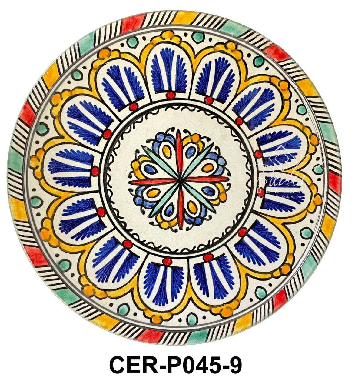 9 Inch Wide Hand Painted Multi-Color Ceramic Plates - CER-P045