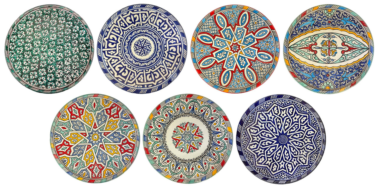 11 Inch Wide Hand Painted Multi-Color Ceramic Plates - CER-P046