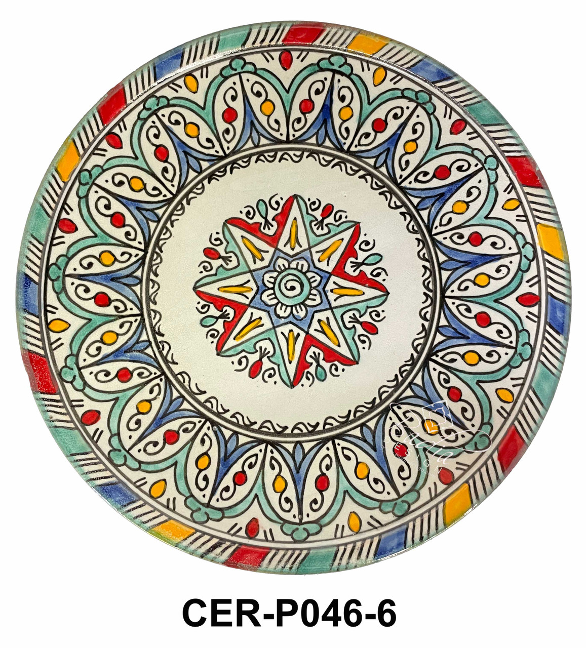 11 Inch Wide Hand Painted Multi-Color Ceramic Plates - CER-P046