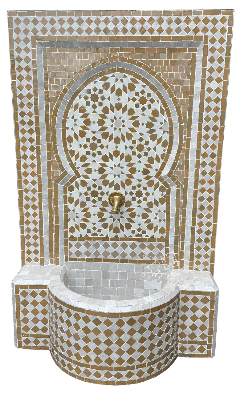 Beige Moroccan Mosaic Tile Water Fountain - MF814