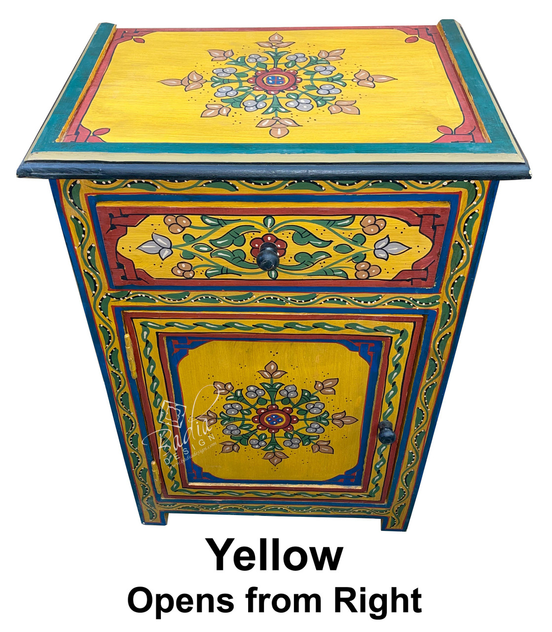 Small Hand Painted Multi-Color Nightstand - HP-CA084