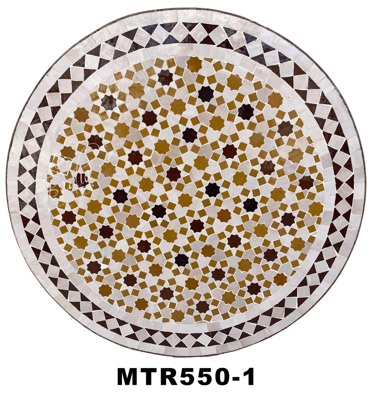 24 Inch Intricately Designed Round Tile Table Top - MTR550