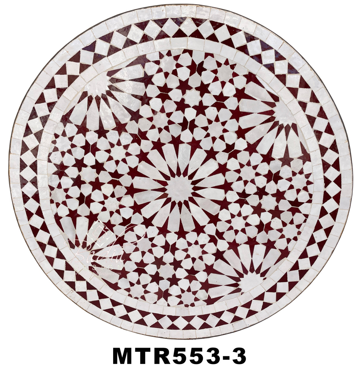 24 Inch Intricately Designed Round Tile Table Top - MTR554