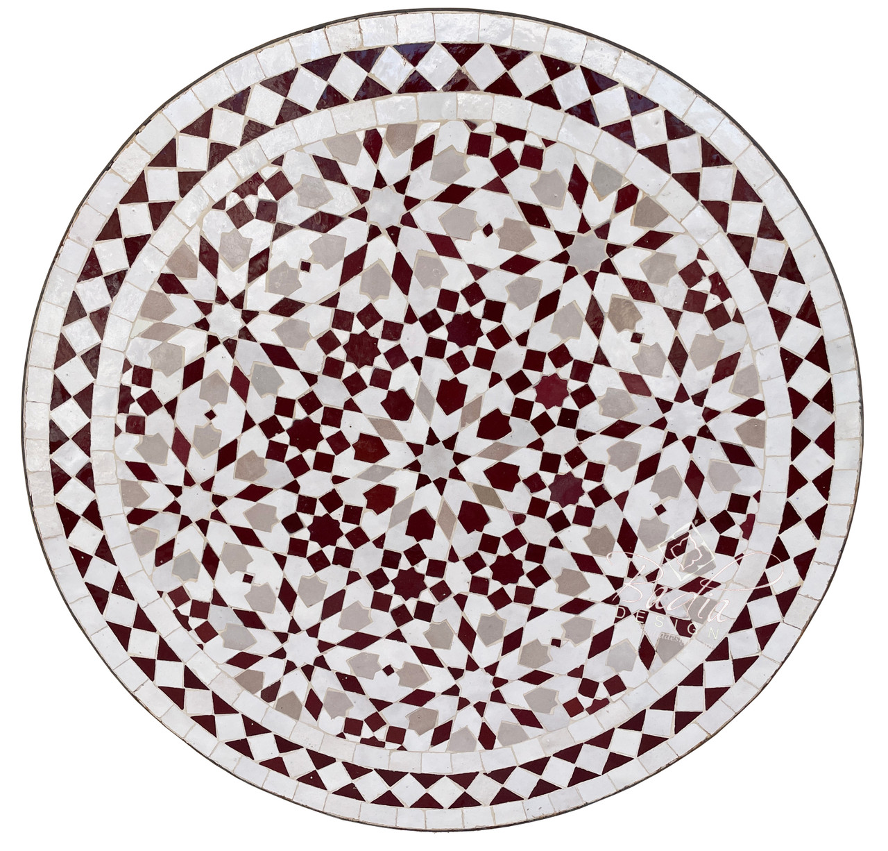 24 Inch Intricately Designed Multi-Color Round Tile Table Top - MTR565