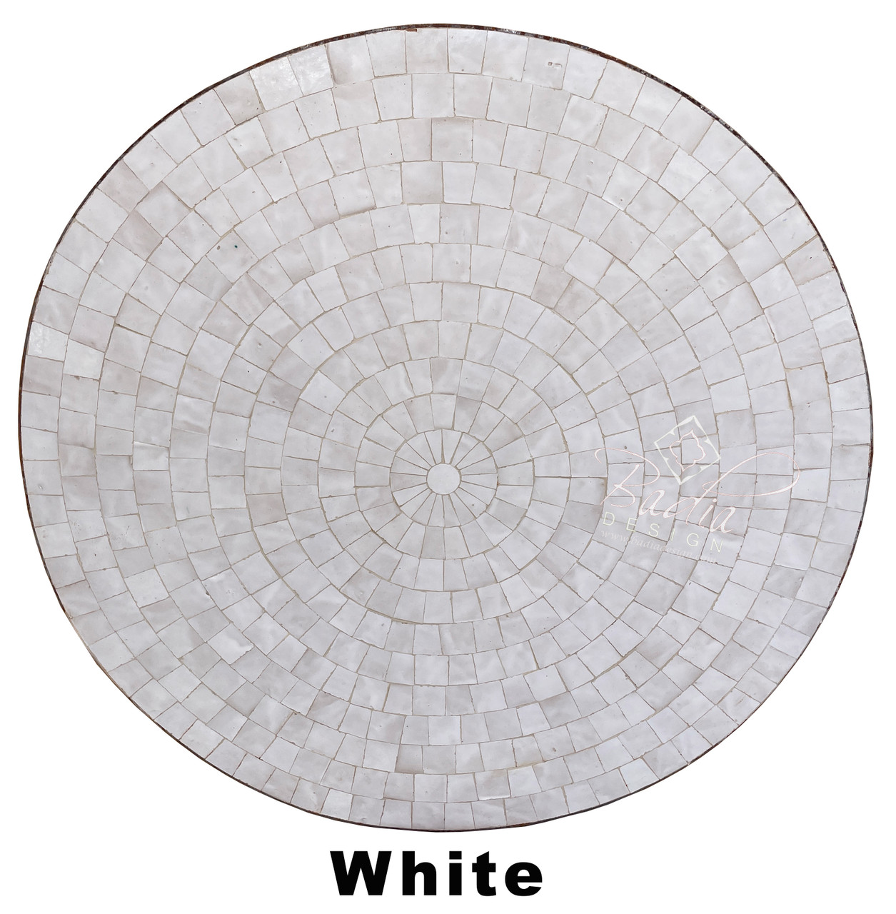 32 Inch Solid Color Intricately Designed Tile Table Top - MTR389