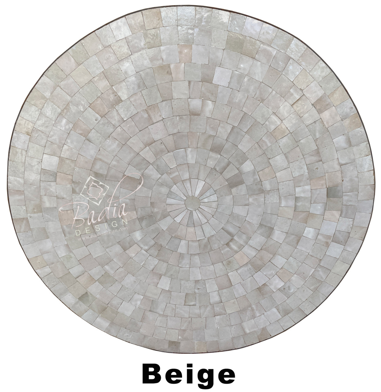 32 Inch Solid Color Intricately Designed Tile Table Top - MTR389