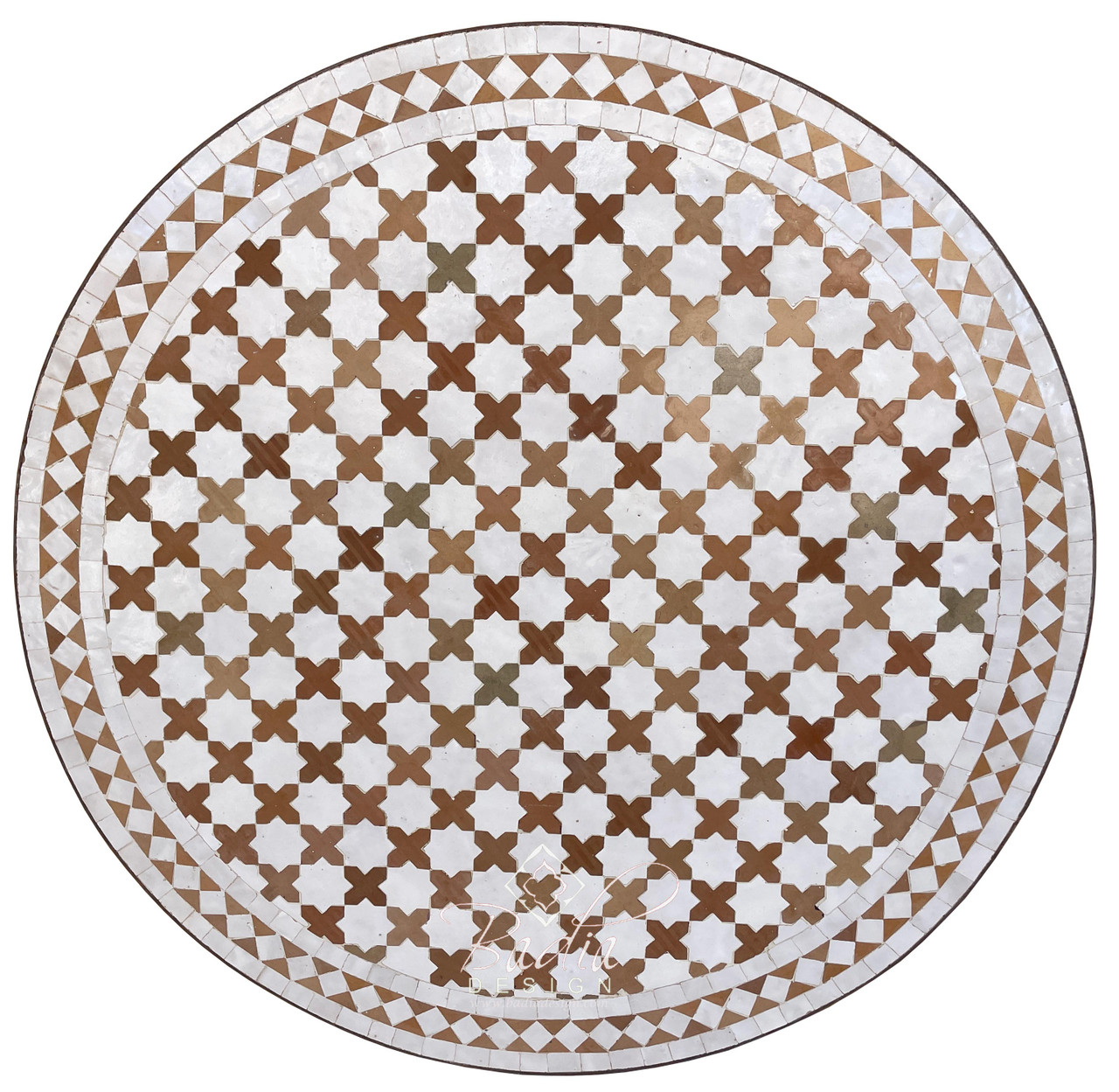 32 Inch Brown and White Tile Table Top - MTR398