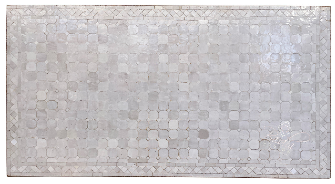 63" x 36" White Rectangular Shaped Tile Table Top  - MT830