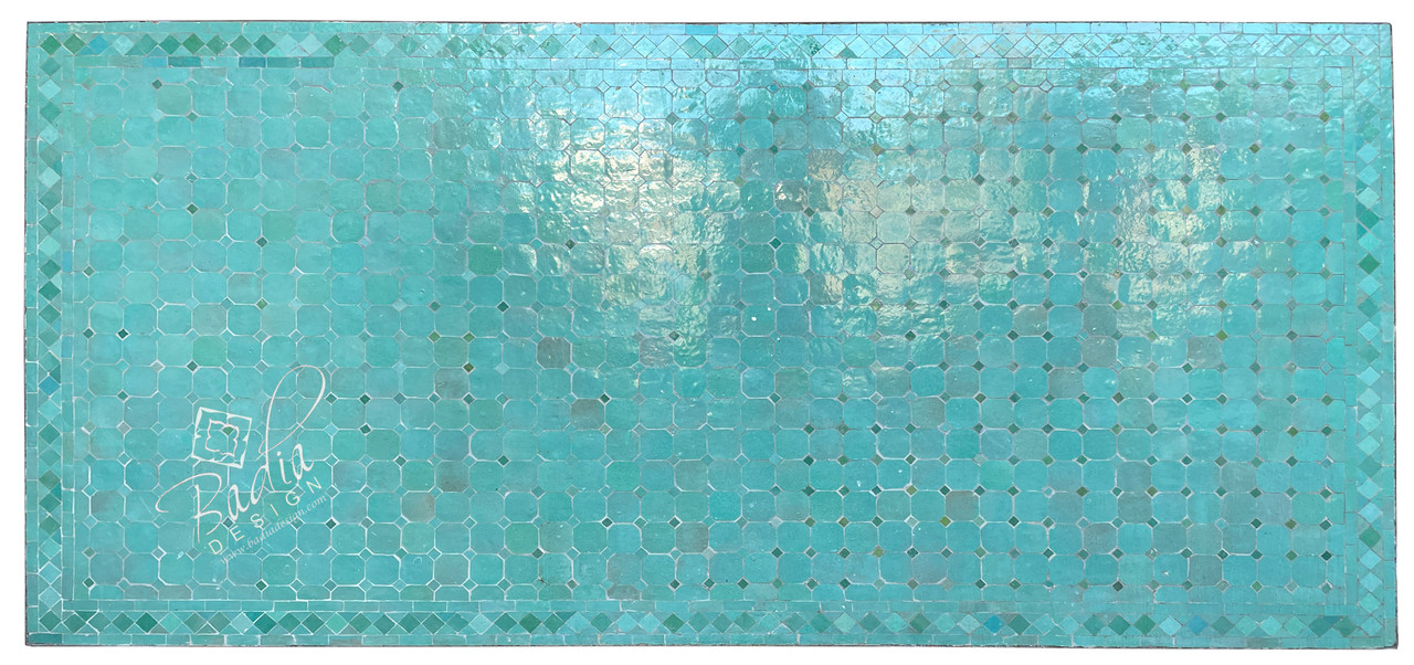 Large 80" x 40" Aqua Rectangular Shaped Tile Table Top - MT832
