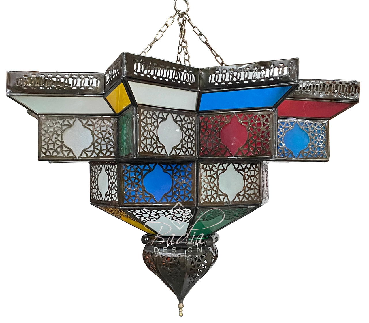 Star Shaped Hanging Multi-Color Glass Lantern - LIG493