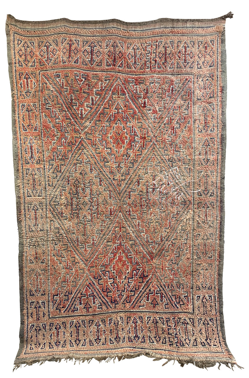 Faded Multi-Color Vintage Moroccan Berber Rug - R026