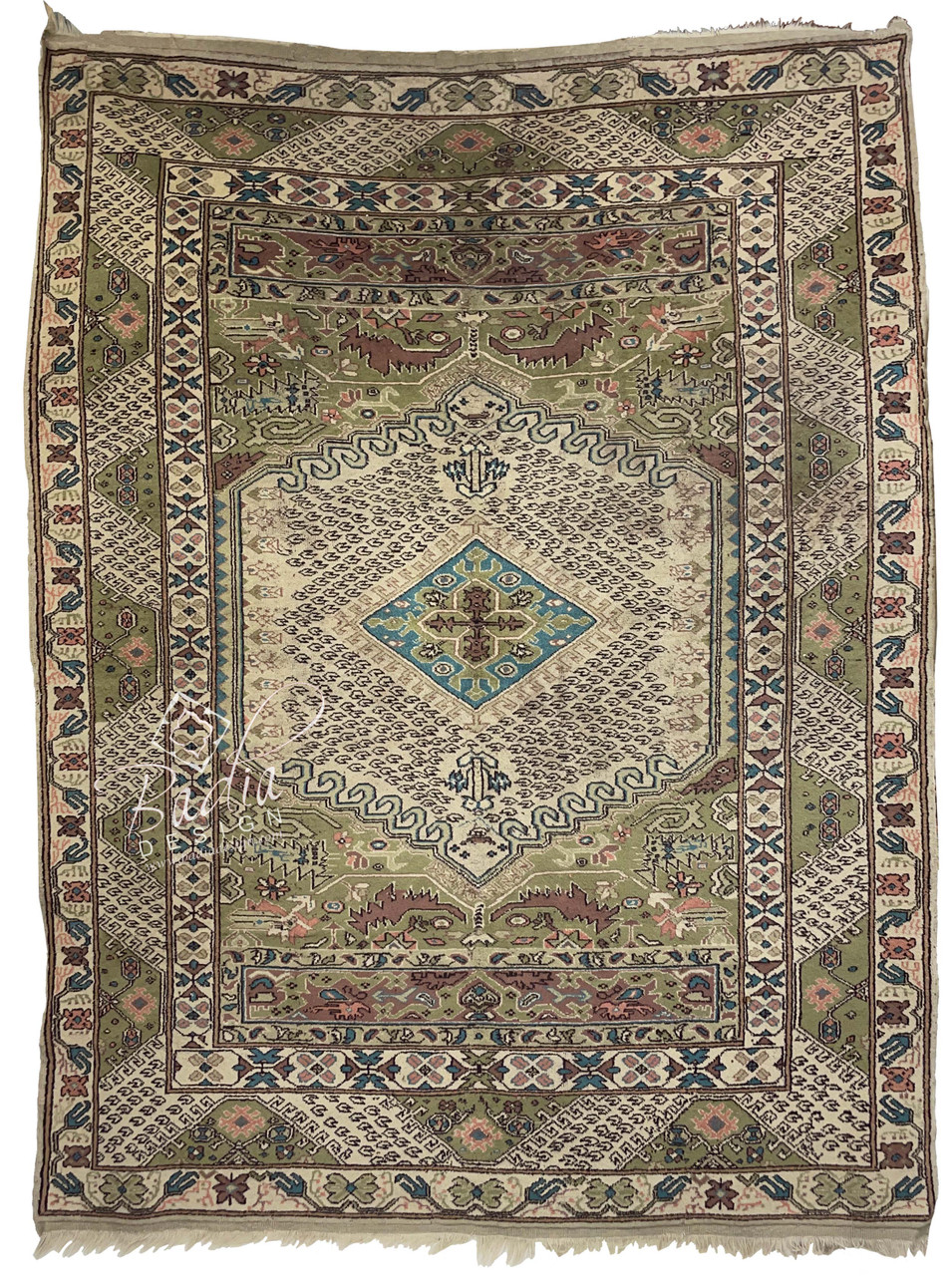 Green Multi-Color Handmade Moroccan Rug - R035