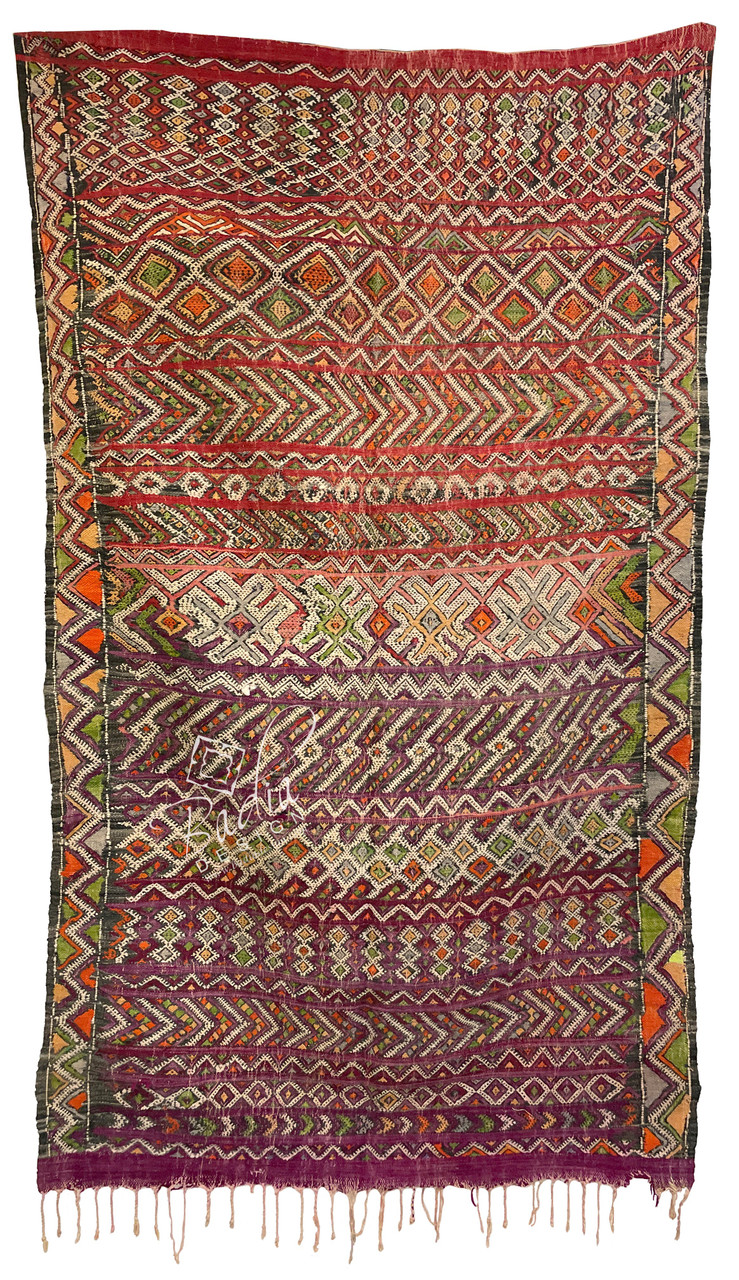 Red Multi-Color Moroccan Tribal Kilim Rug - R0230