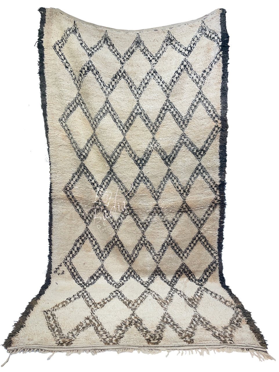 Large Beige and Black Moroccan Berber Rug - R0169