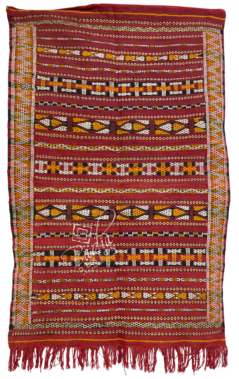 Small Maroon Color Moroccan Kilim Rug - R0176