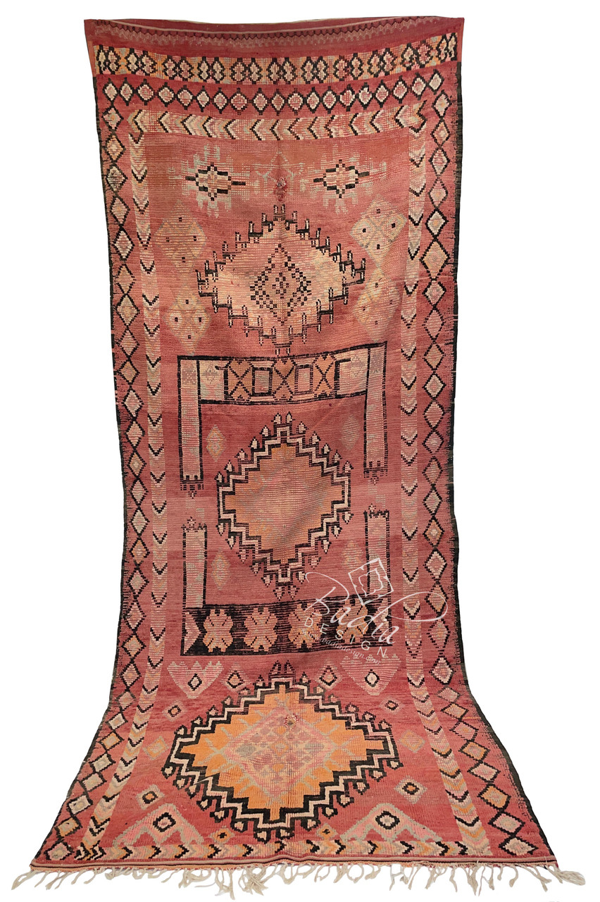 Long Multi-Color Moroccan Rug with Tribal Designs - R0301