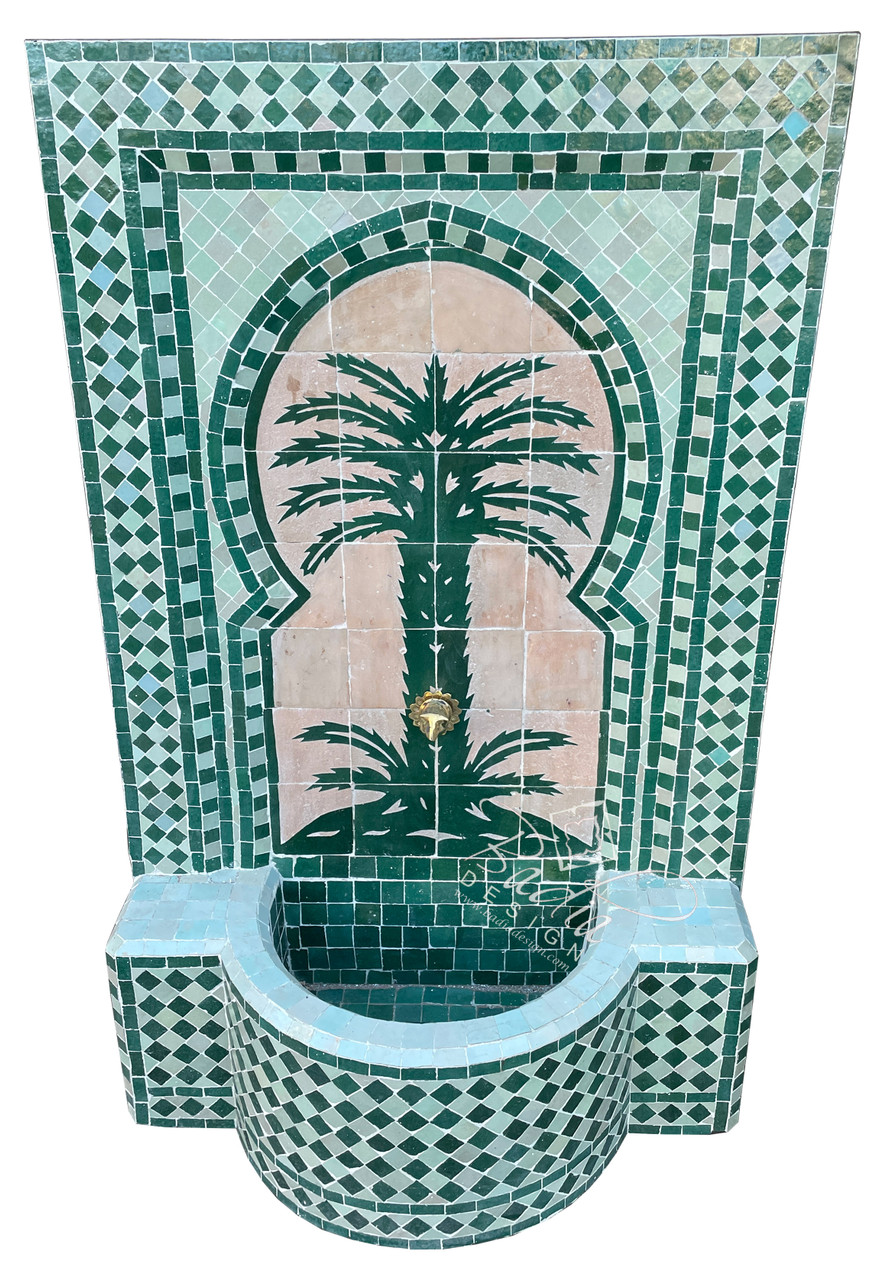 Green Water Fountain with Tree of Life Design - MF824