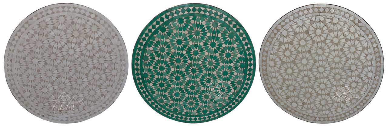 36 Inch Intricately Designed Round Tile Table Top - MTR585