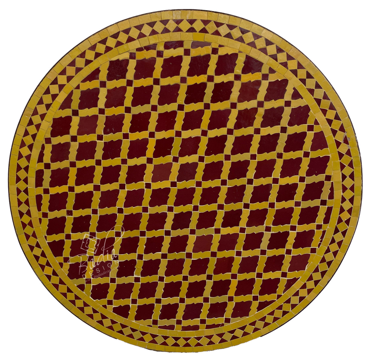 32 Inch Round Yellow Moroccan Tile Table Top - MTR587