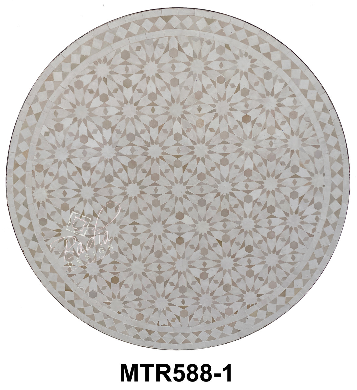 39 Inch Round Moroccan Mosaic Tile Table Top - MTR588