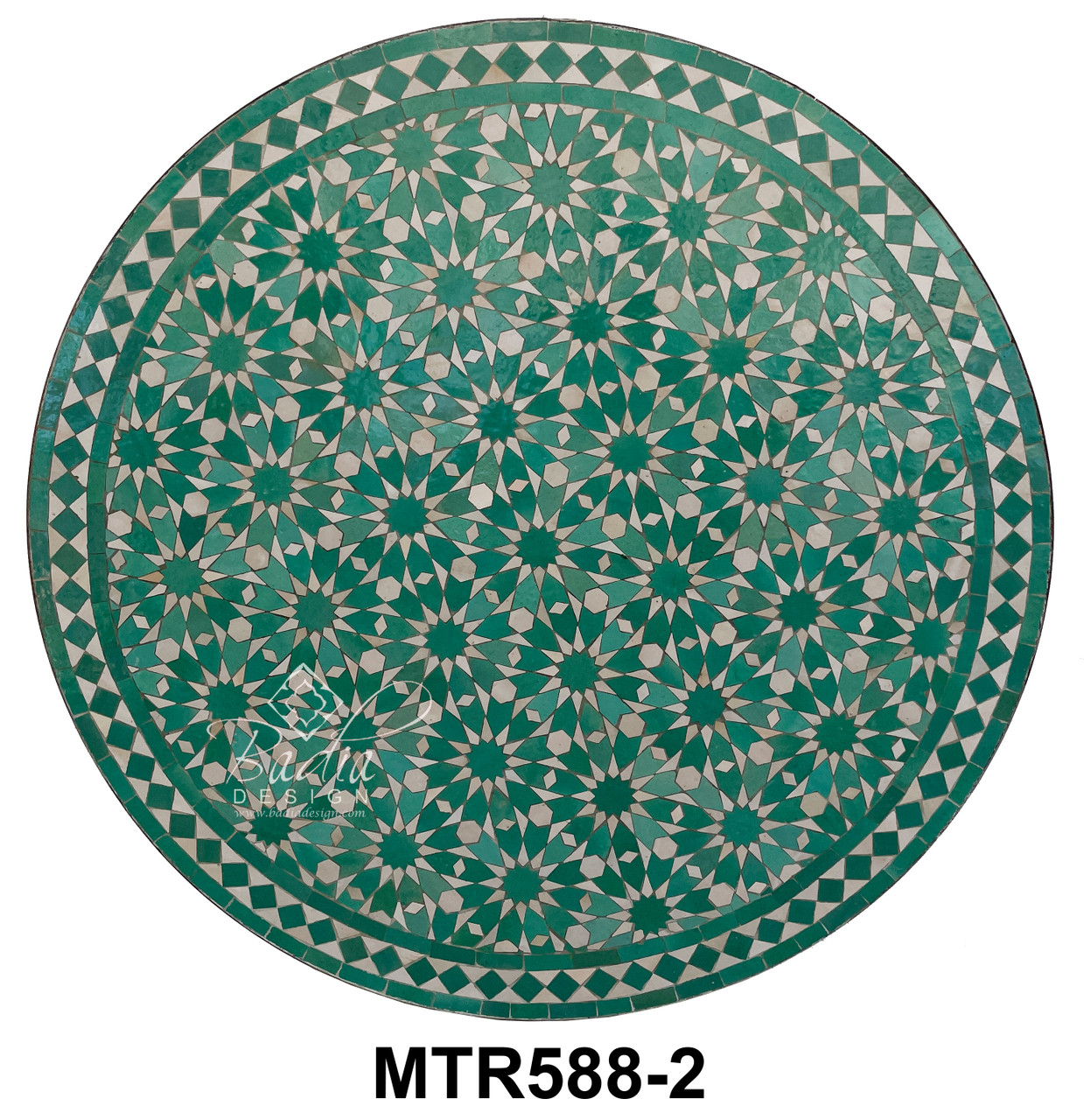 39 Inch Round Moroccan Mosaic Tile Table Top - MTR588