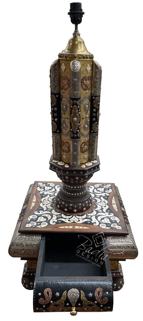 Tall Metal and Bone Table Lamp