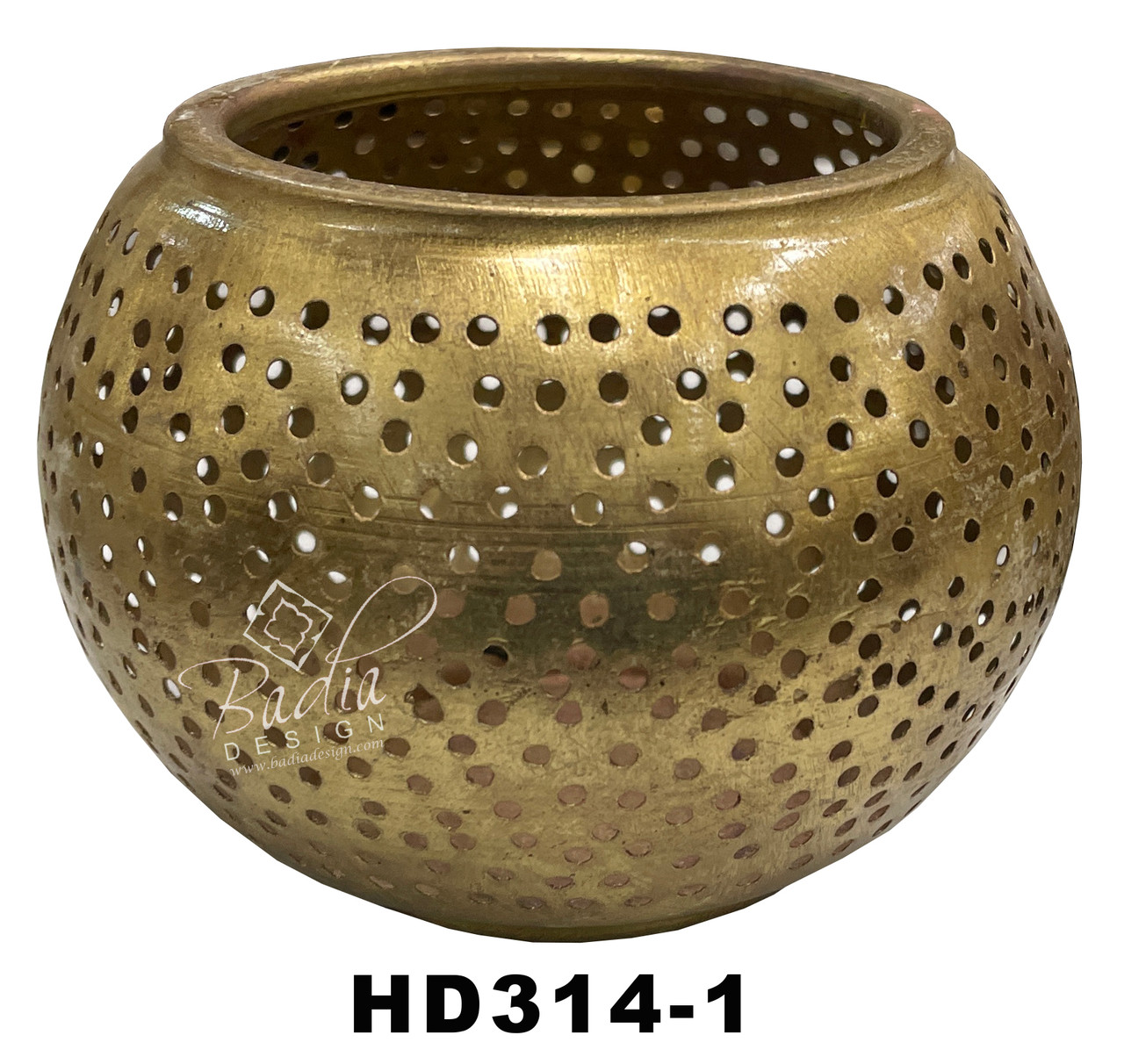 Brass Hand Punched Candle Holder - HD314