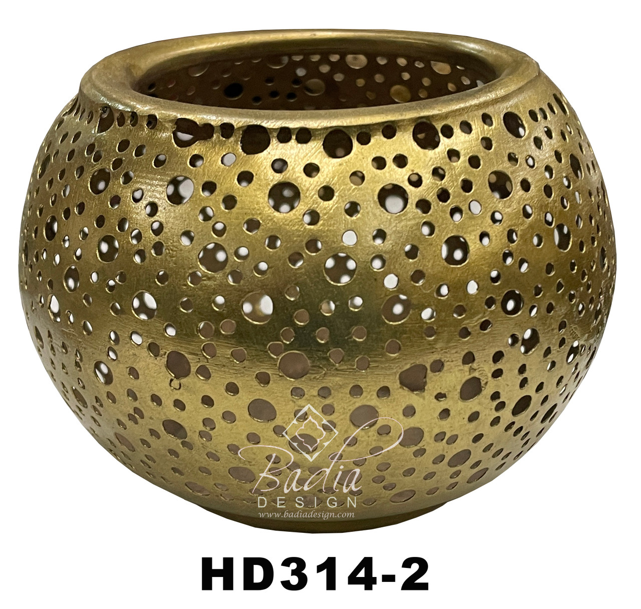 Brass Hand Punched Candle Holder - HD314