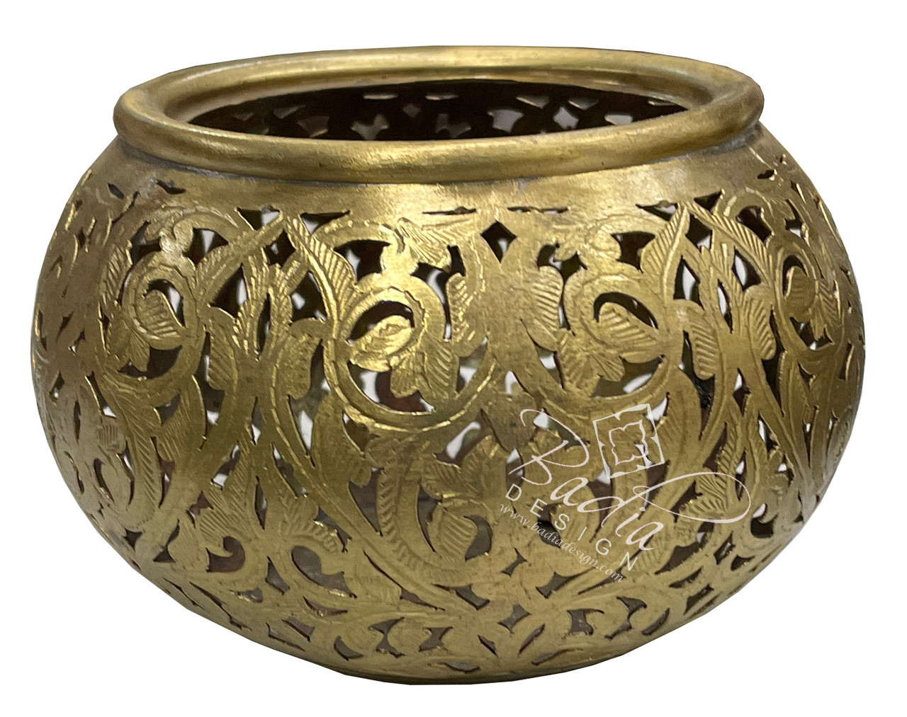 Intricate Hand Punched Brass Candle Holder - HD316
