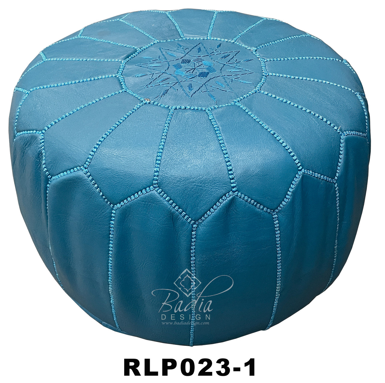 Round Moroccan Leather Pouf