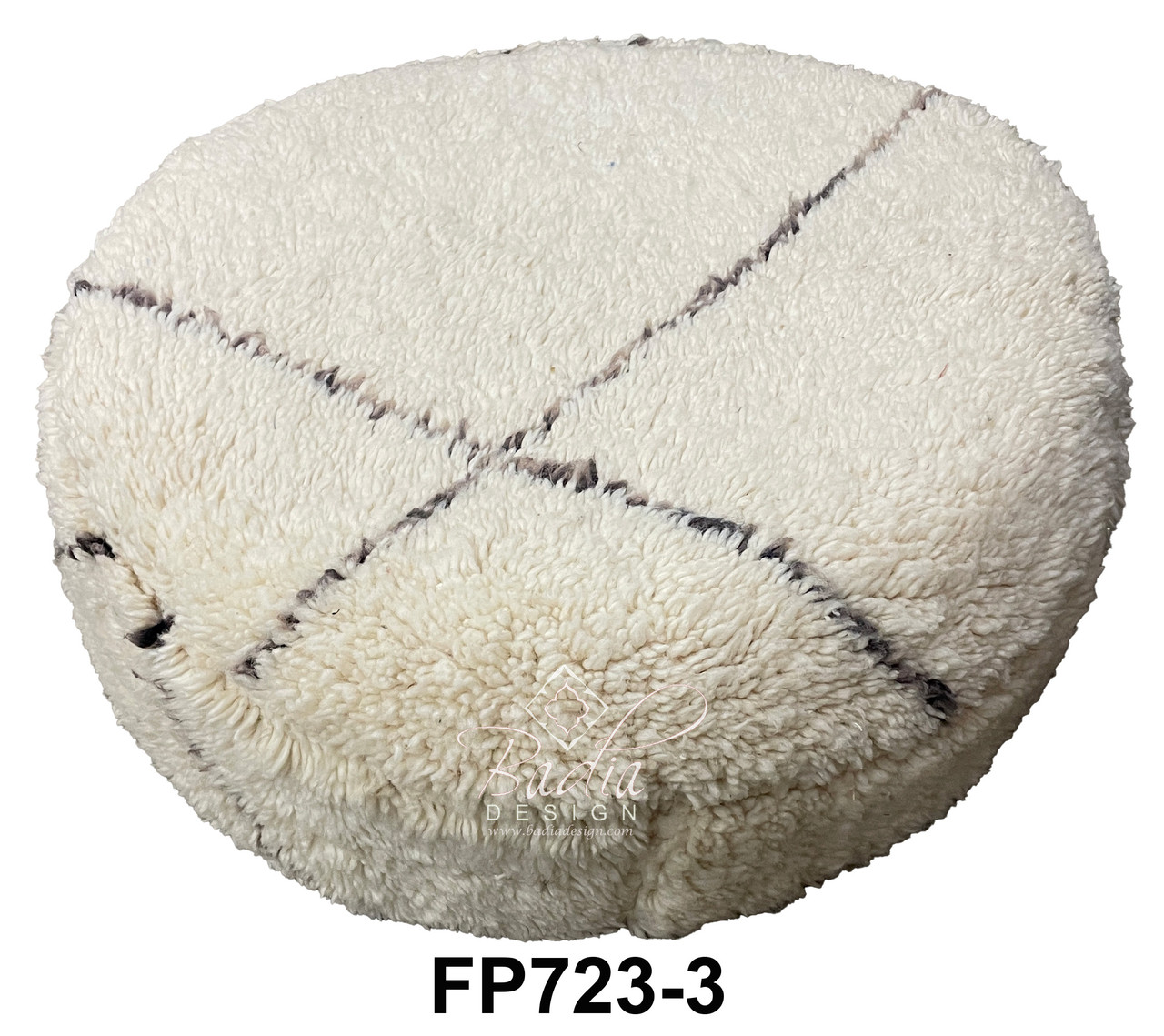 Round White Fabric Floor Ottoman - FP723