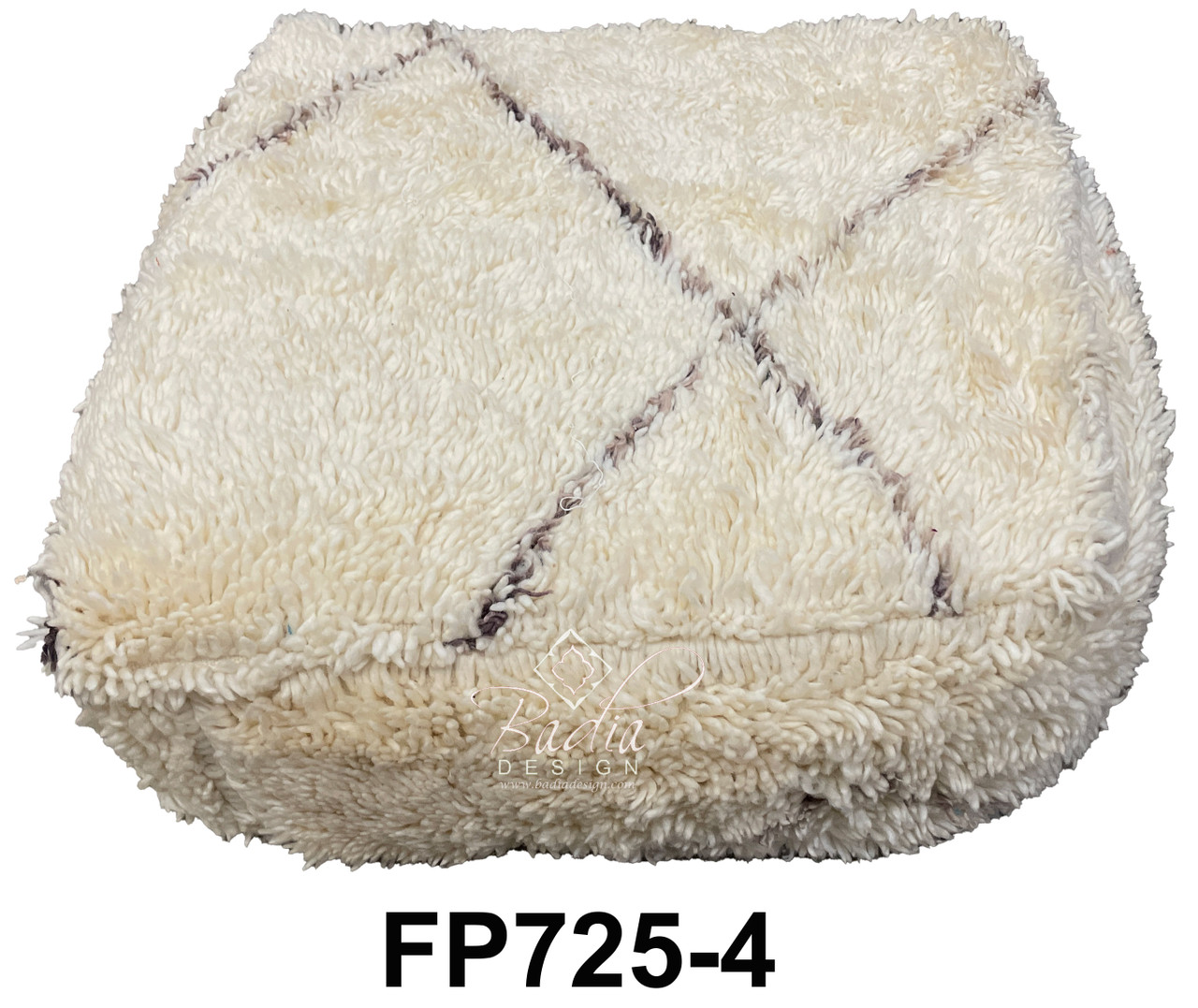 Off-White Square Shaped Shaggy Floor Cushions - FP725