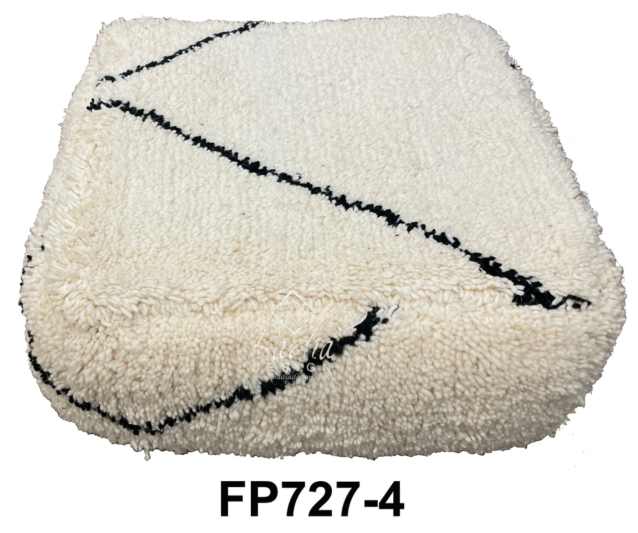 Off-White Square Shaped Shaggy Floor Cushions - FP727