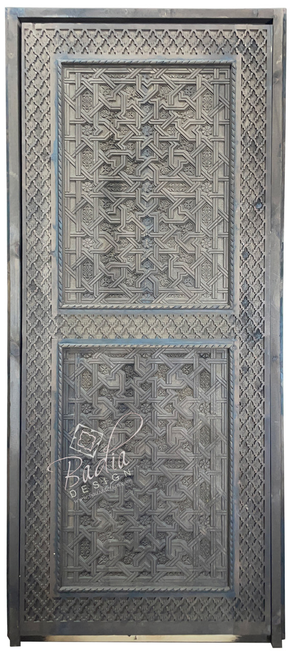 Traditional Moroccan Carved Wood Door - CWD062