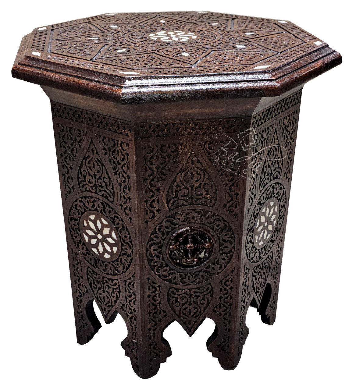 Mother of Pearl Inlay Wooden Side Table - MOP-ST048