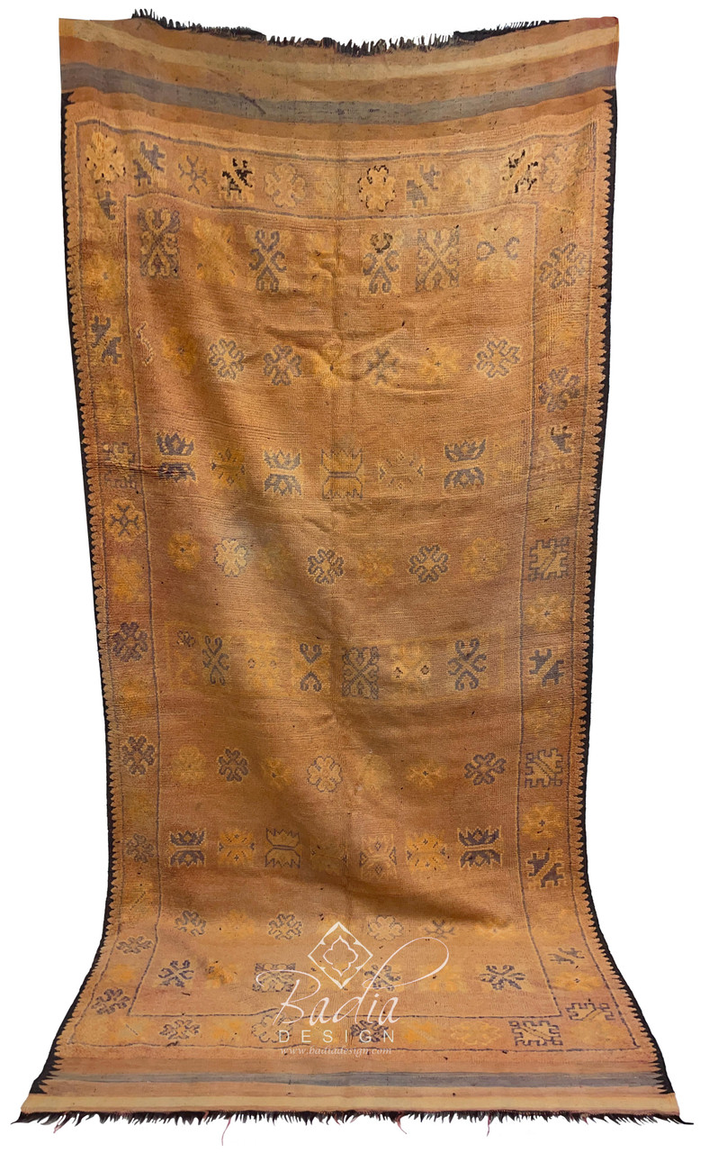 Large Vintage Multi-Color Berber Rug with Tribal Designs - R0320