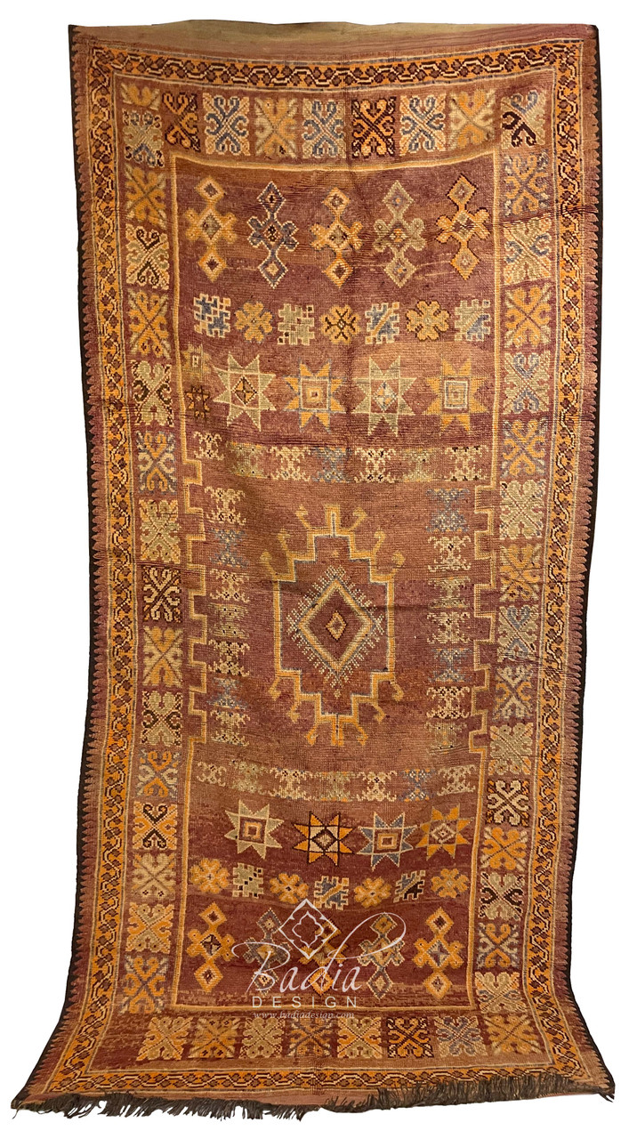  Vintage Red Multi-Color Moroccan Tribal Rug - R0327