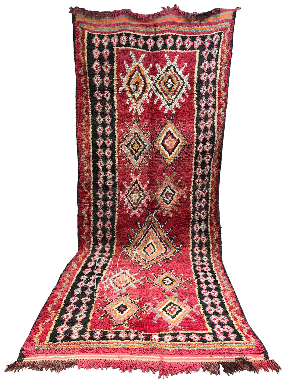 Red Multi-Color Moroccan Rug with Tribal Designs - R0130