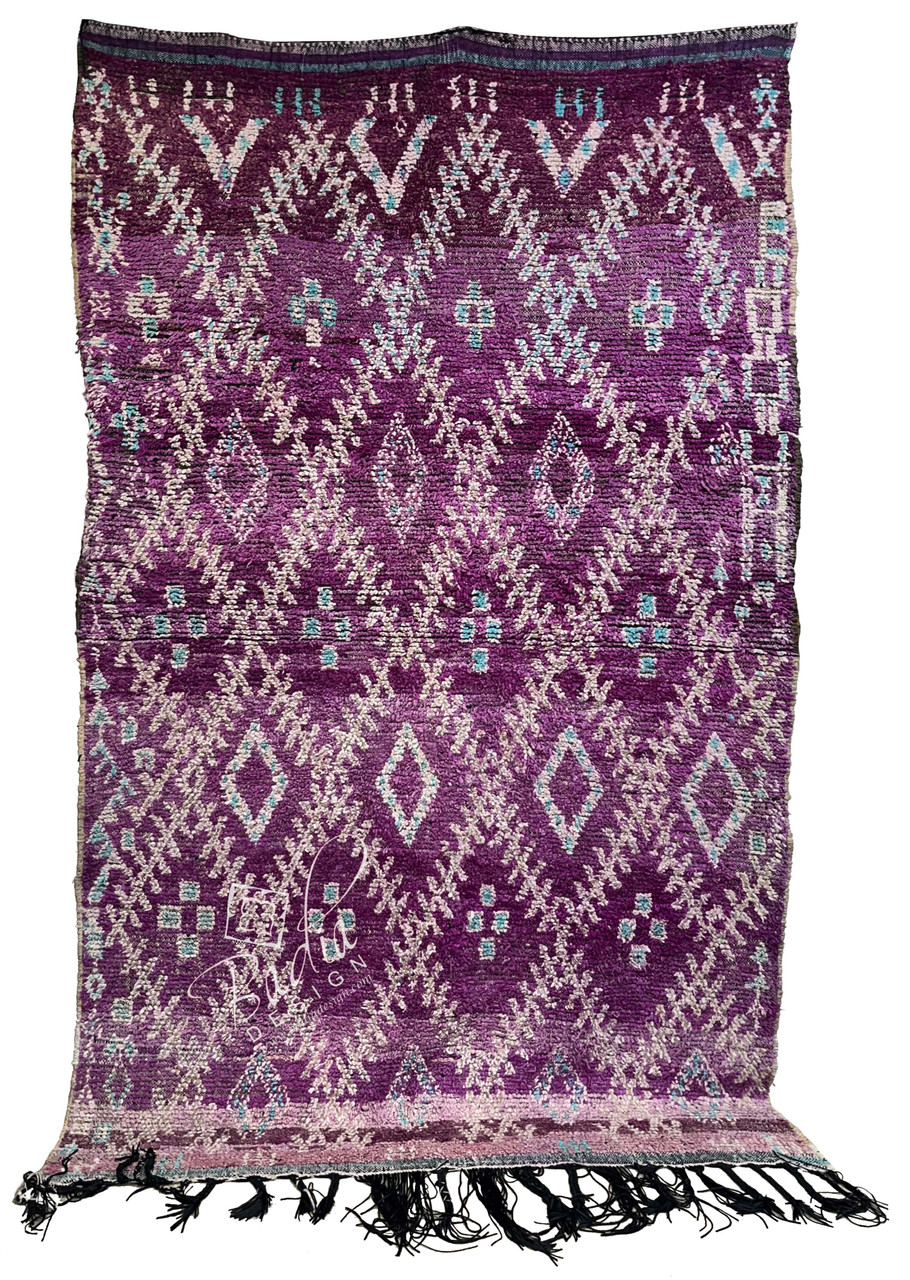 Purple Multi-Color Moroccan Rug with Tribal Designs - R0147-1