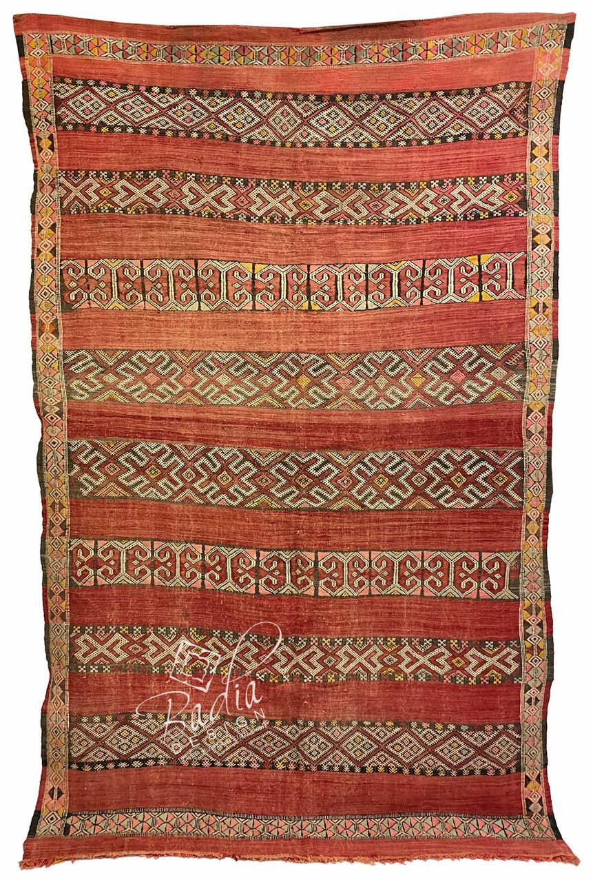 Red Multi-Color Handmade Moroccan Kilim Rug - R0270