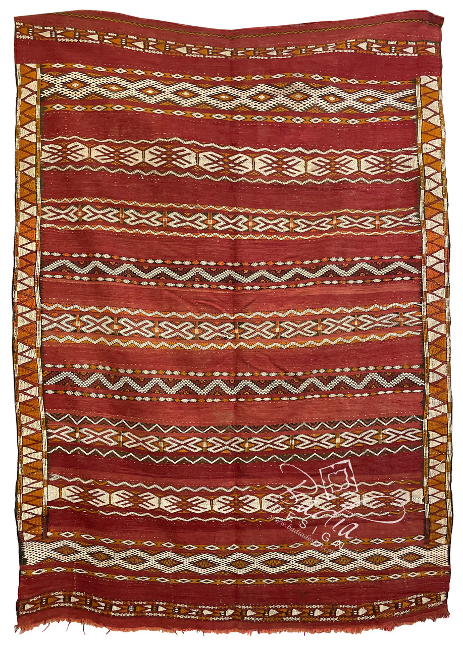 Red Multi-Color Handmade Moroccan Kilim Rug - R0271